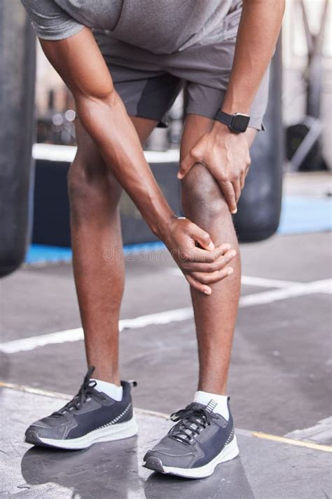 Fitness Injury And Knee Pain Of Black Man At Gym With Inflammation