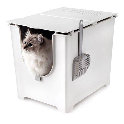 Iris Large Hooded Litter Box With Scoop And Grate Blue Artofit