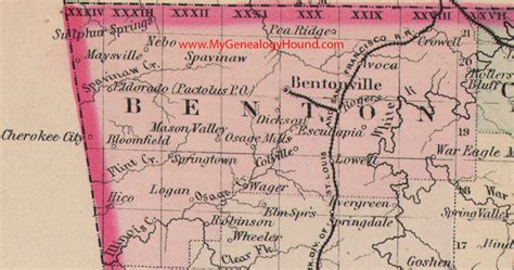 Benton County Arkansas 1876 Map