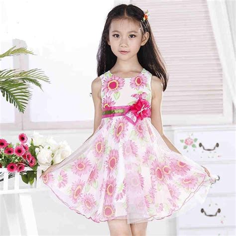 Flower Girl Dress Summer Print Floral Chiffon Tulle Princess Party