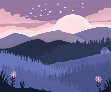 Purple Sunset Over The Mountain Download Free Vectors Clipart