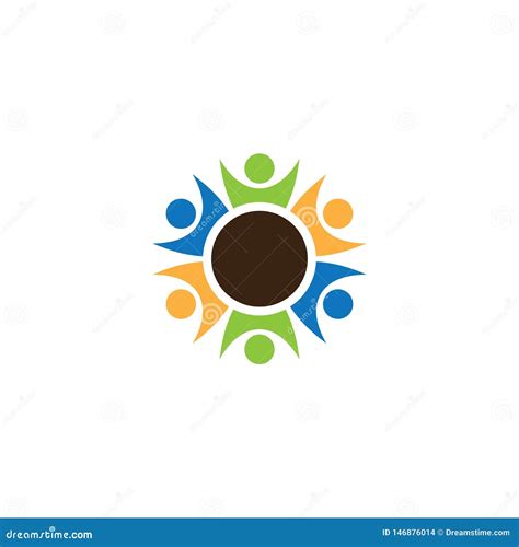 Circle Teamwork People Logo Design Stock Vector Illustration Of