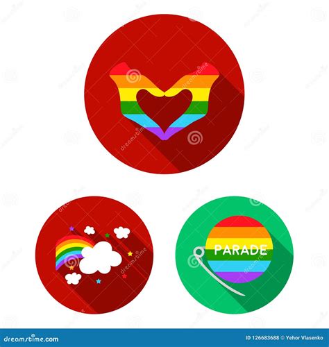Gay And Lesbian Flat Icons In Set Collection For Design Sexual Minority And Attributes Vector