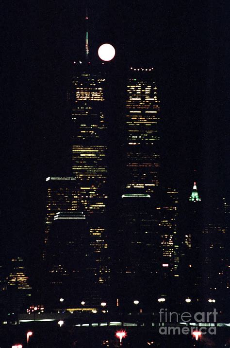 World Trade Center With Moon Seven Photograph By Sean Gautreaux Fine