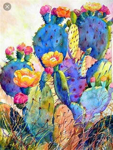 Watercolors Cacti And Succulents