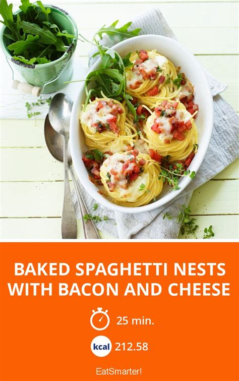 Baked Spaghetti Nests With Bacon And Cheese Recipe Eat Smarter Usa