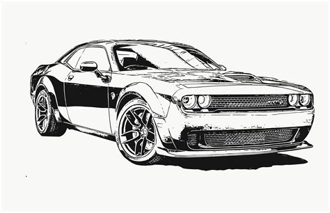 Hell Cat Challenger Outline Drawing Cool Car Drawings Hellcat Car