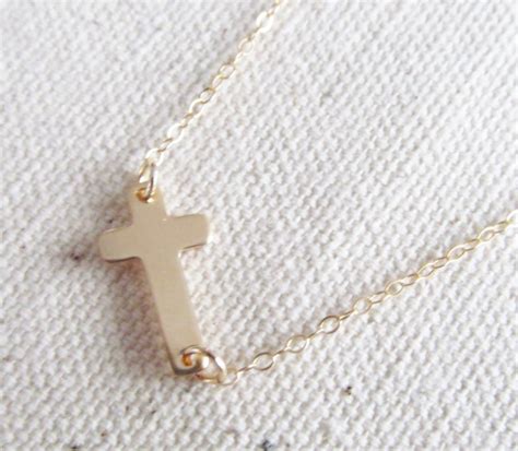 14kt Gold Sideways Cross Necklace Gold Filled Necklace T For Her On