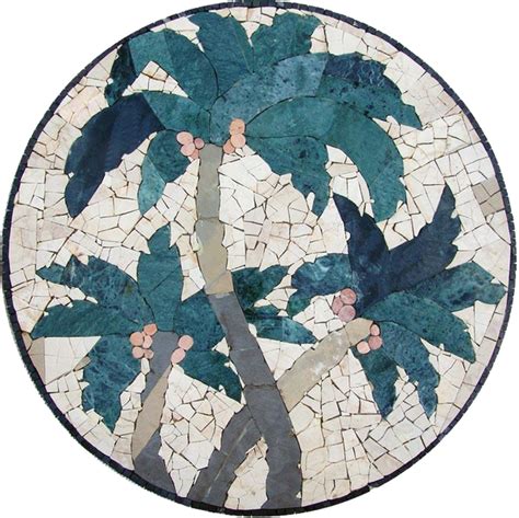 Medallion Mosaic Tile Art Palm Trees Flowers And Trees Mozaico