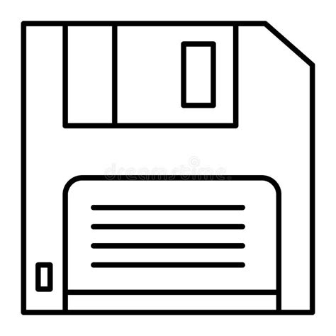 Diskette Thin Line Icon Floppy Disk Vector Illustration Isolated On