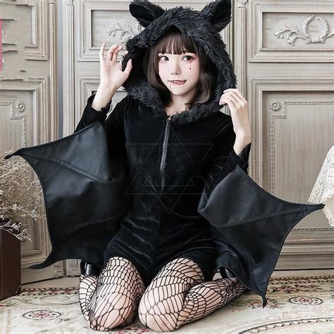 Furry Fuzzy Bat Wing Halloween Costume Full Cosplay Set Kawaii Babe