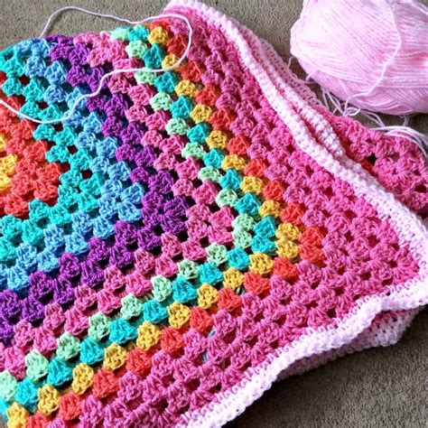 Giant Granny Square Crochet Baby Blanket Bakingqueen74