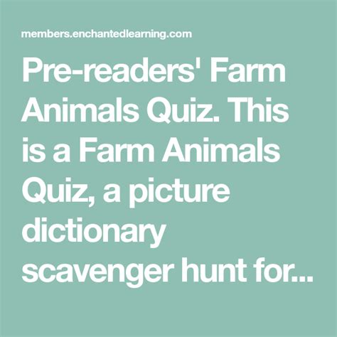 Pre Readers Farm Animals Quiz This Is A Farm Animals Quiz A Picture