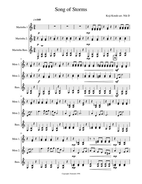 I'm not much of a tab writer, i tend to write sheet music. Song of Storms Sheet music for Marimba (Percussion Trio) | Musescore.com