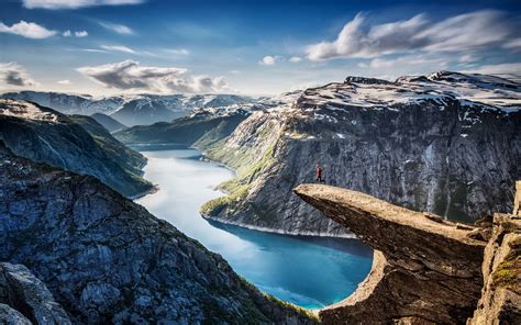 Nature Landscape Fjord Norway Canyon Cliff Snow
