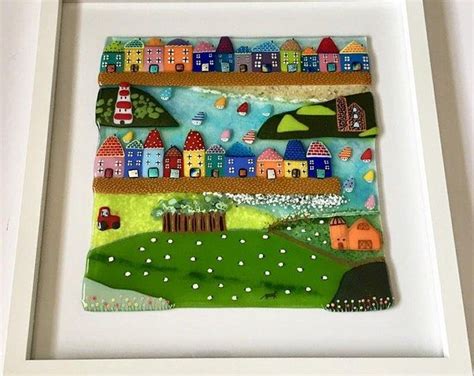 Check spelling or type a new query. Fused glass, Cornish seaside harbour, houses, boats ...