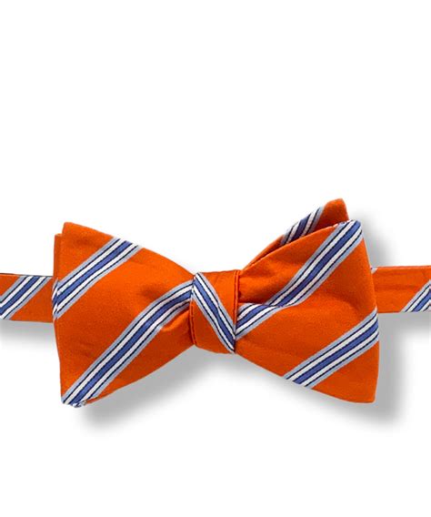 Orange And Blue Striped Bow Tie