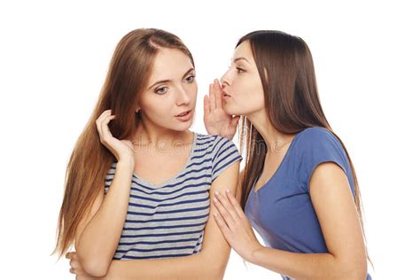 Two Smiling Girls Friends Whispering Stock Photo Image Of Friendship
