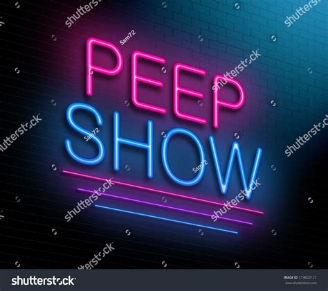 Illustration Depicting Illuminated Neon Sign Peep Stock Illustration