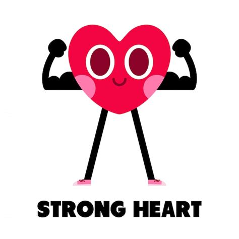 Premium Vector Strong Heart Cartoon Character Ilustration