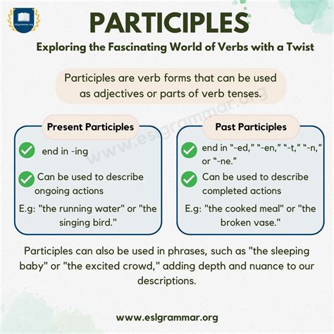 Participle Understanding The Basics And Usage In English Grammar Esl Grammar