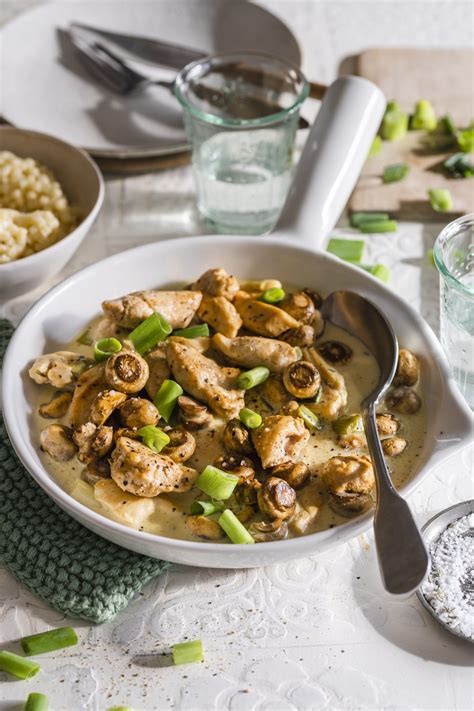 Hähnchen Geschnetzeltes mit Champignons und Frischkäse