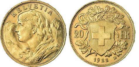 Combien Vaut Une Pièce De 10 Francs En Argent - La pièce d'or de 20 Francs Suisse Vreneli 1922.