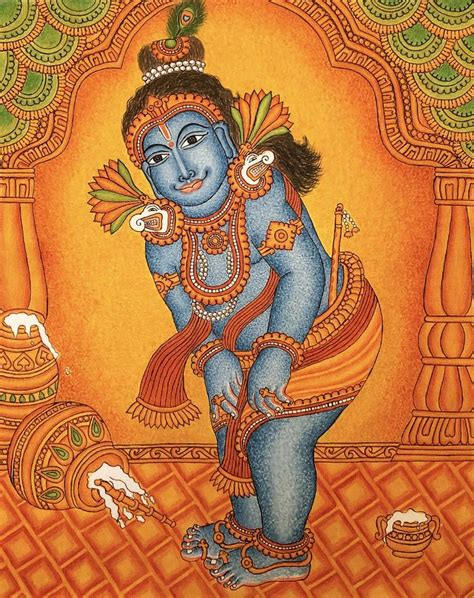 Lord Krishna Kerala Mural Painting Painting By Syama Baburaj Saatchi Art