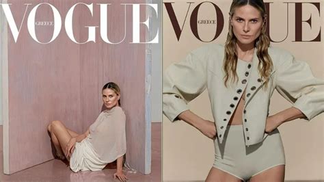 heidi klum poses for vogue greece braless in a sheer top just months before her 50th birthday