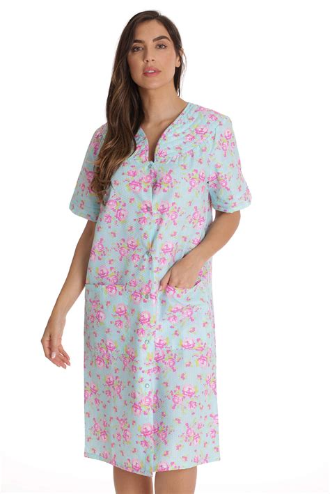Dreamcrest Short Sleeve Seersucker Duster Housecoat Women Sleepwear 8270 10454 Pur Xl Aqua