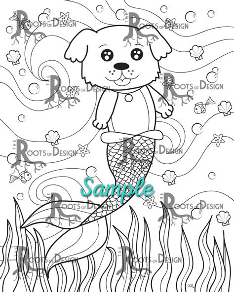 Mermaid Dog Coloring Page 91 Popular Svg Design