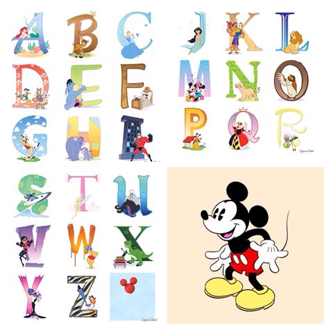 Disneys Alphabet Disney Alphabet Disney Characters Letters Disney
