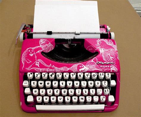 Hot Pink Hand Illustrated Typewriter By Clairelasecretaire On Etsy 55000 Maquina De