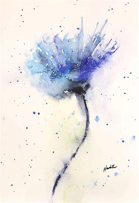 Abstract Flower 7 X 10 Original Watercolor Painting Done On Watercolor
