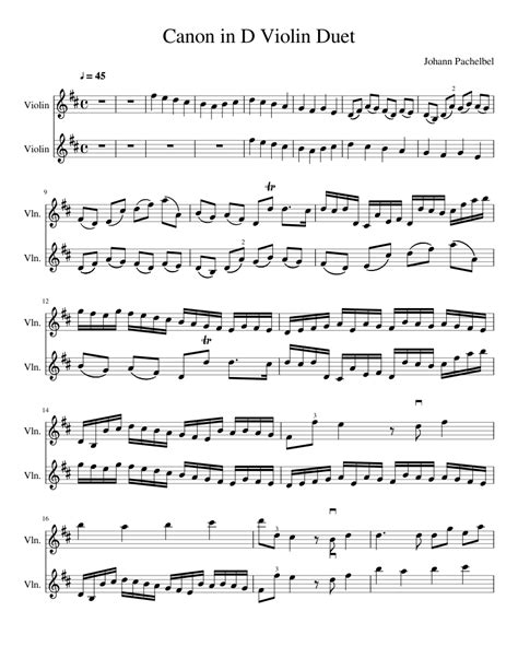 Canon In D Violin Duet Sheet Music For Violin String Duet Violin Sheet Easy