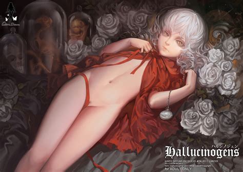 alphonse white datura original silver hair bad id bad pixiv id 1girl bottomless flat