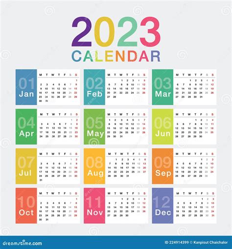 2023 Year Calendar Vector Design Images 2023 New Year