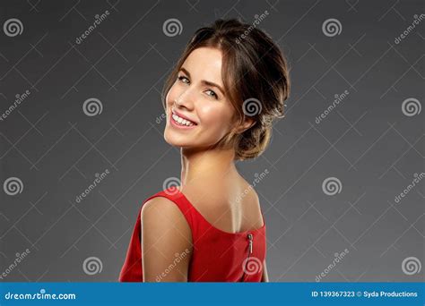 Portrait Of Beautiful Young Woman Looking Back Stock Image Image Of