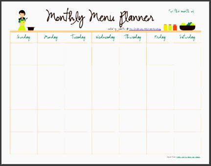 monthly meal planner template sampletemplatess