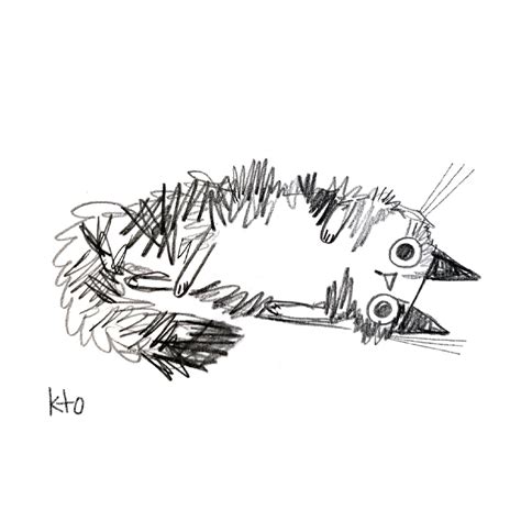 Scribble Cat Print Art Illustration Cat Drawing Cat Etsy