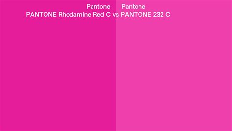 Pantone Rhodamine Red C Vs Pantone 232 C Side By Side Comparison