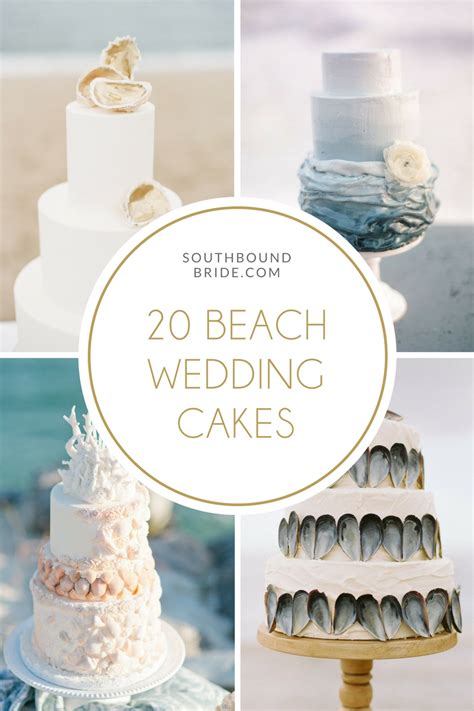 This beach themed wedding cake was covered in white chocolate seashells. 20 Elegant Beach Wedding Cakes | SouthBound Bride