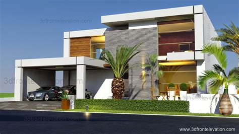 3d Front Beautiful Contemporary House Design 2016