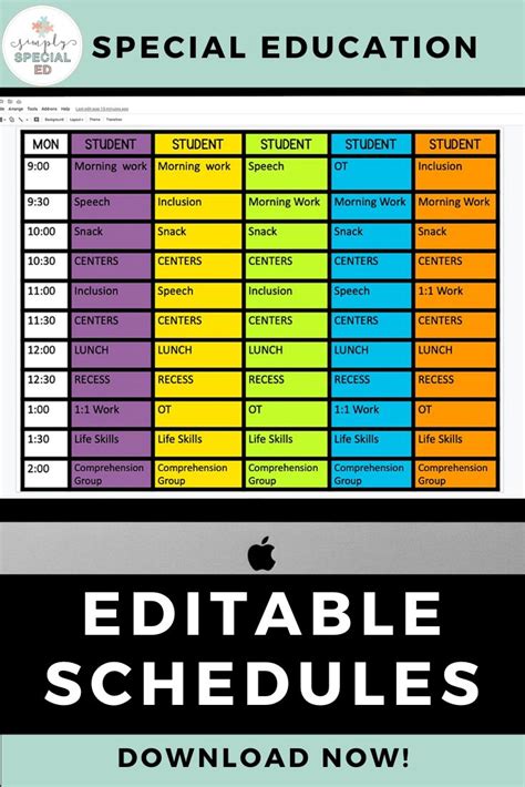 Simple Schedule Templates Editable Classroom Schedule Special