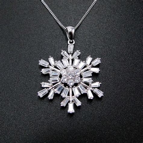 Women Pendant 100 925 Sterling Silver Jewelry With White Cz Snowflake