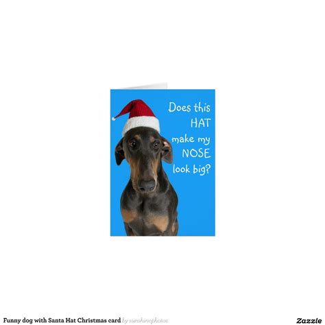 Funny Dog With Santa Hat Christmas Card Zazzle