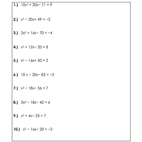 According to this page , we can understand the shape of conic sections using the discriminants of general equation but how we can prove it ? Completing the Square Worksheet - You Calendars