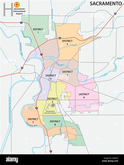 Sacramento District Administrative And Political Map Stock Vector Image