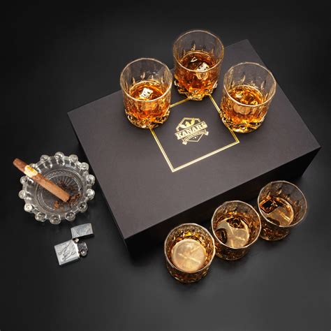 Kanars 6 Piece Whiskey Glasses Set No Lead Crystal Whisky Glass 300 Ml For Cognac Martini