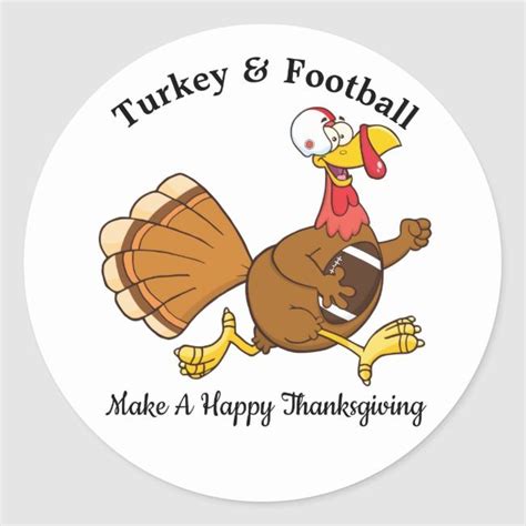 thanksgiving football turkey running classic round sticker zazzle thanksgiving football